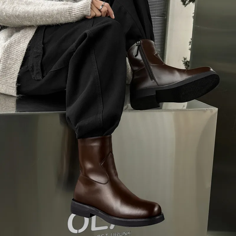 Chi Wolf Ankle Boots Men Black/Brown/Beige-9