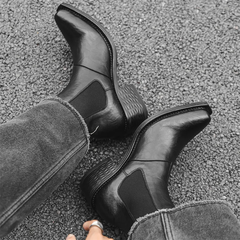 Chi Wolf Short Chelsea Boots Men's Black-11