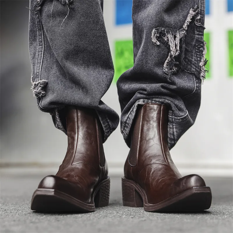 Chi Wolf Short Chelsea Boots Men's Black-17