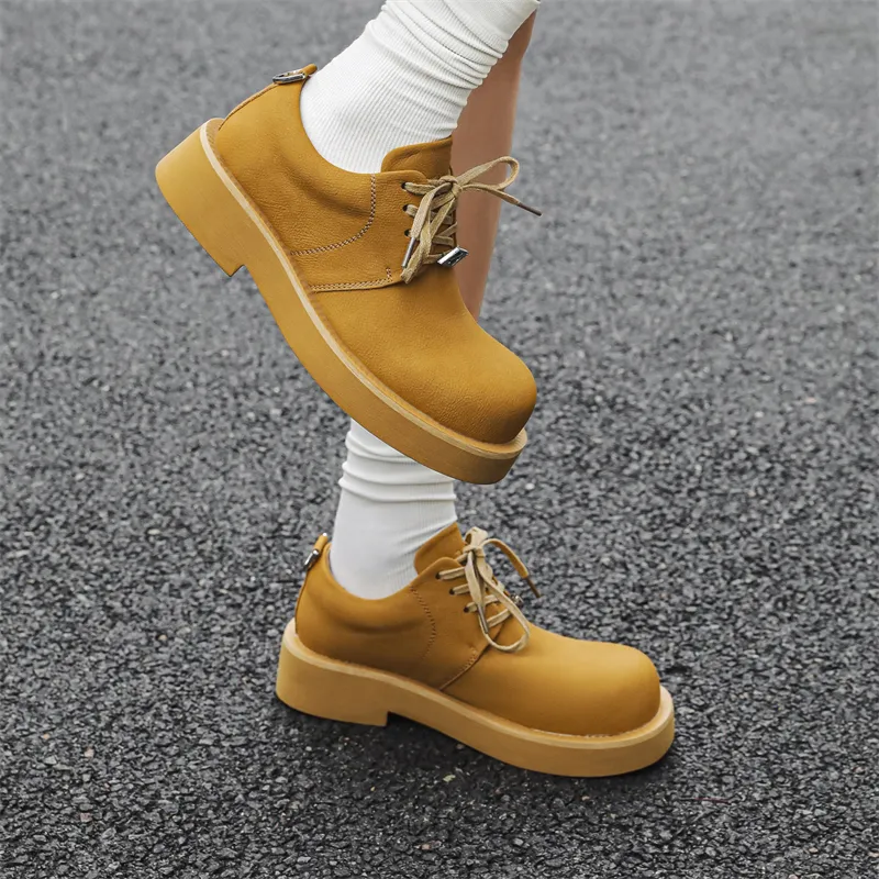 Chi Wolf Height Increasing Low-Top Casual Shoes Unisex Yellow-18