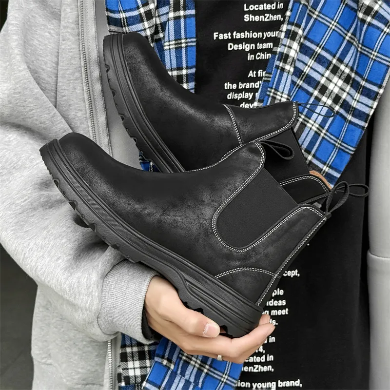 Chi Wolf Short Chelsea Boots Men's Black-2