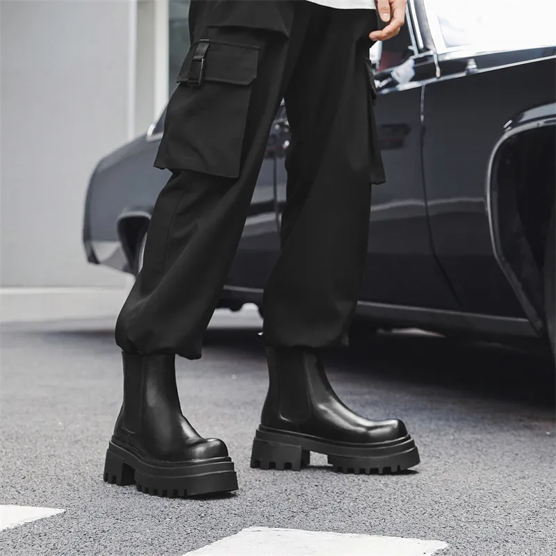 Chi Wolf Short Chelsea Boots Men's Black-2