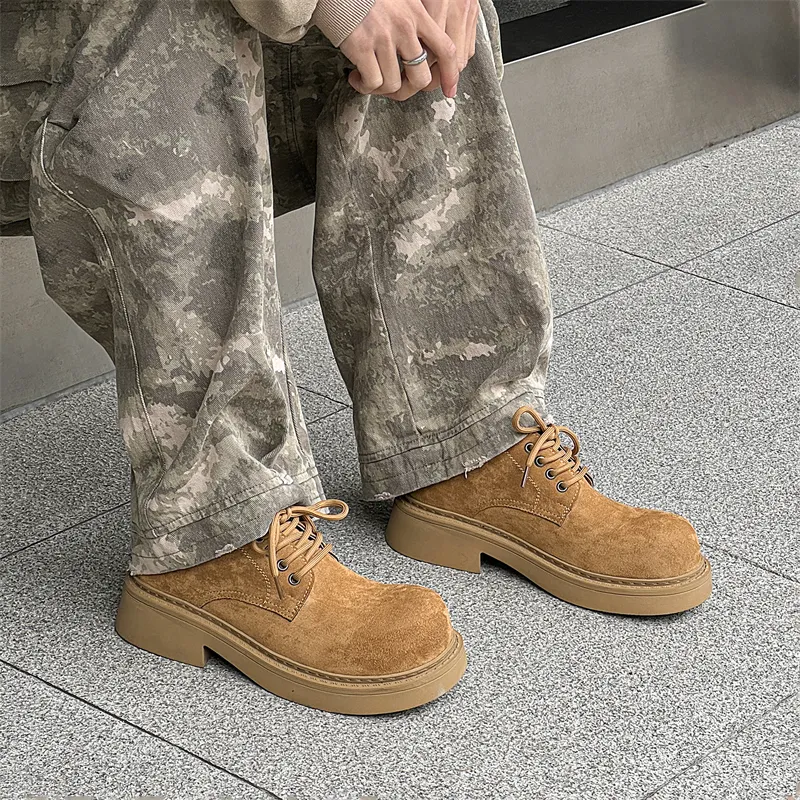 Chi Wolf Derby Shoes Low Top Casual Shoes Unisex Apricot-4
