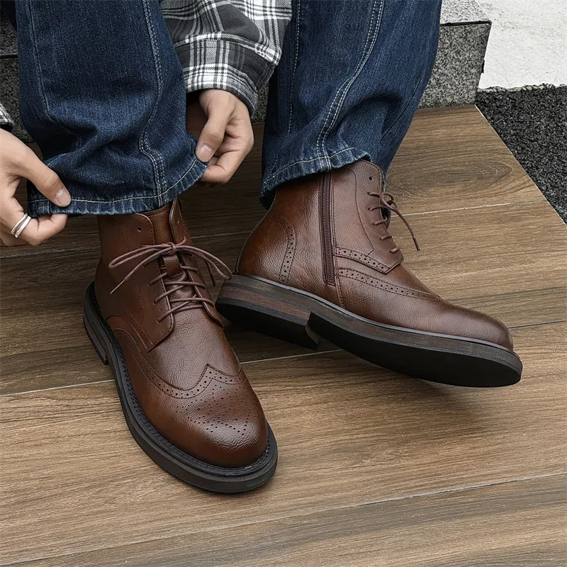 Chi Wolf Ankle Boots Men Black/Brown-4