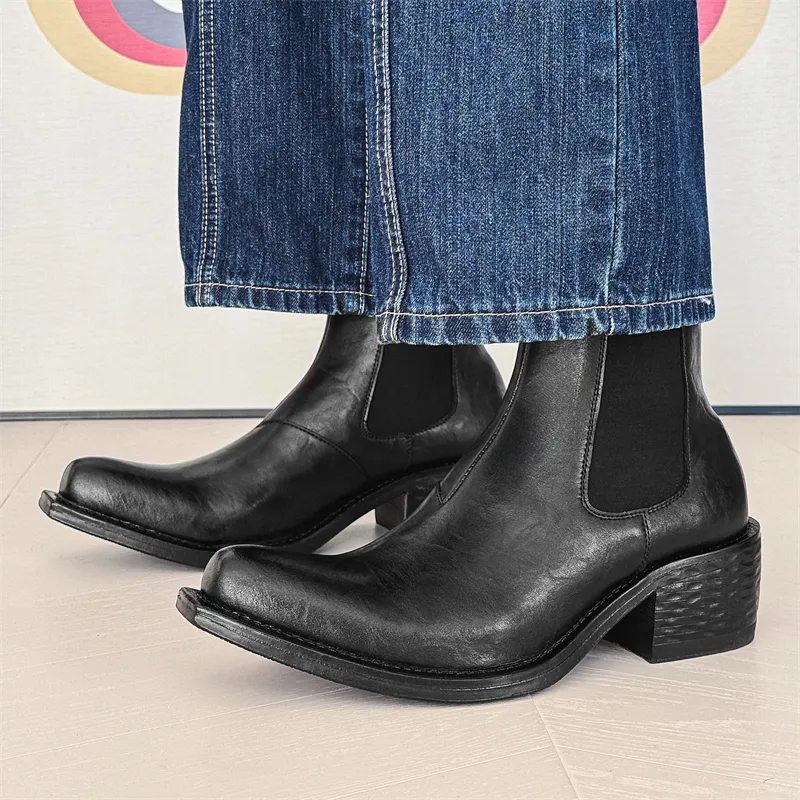 Chi Wolf Short Chelsea Boots Men's Black-3