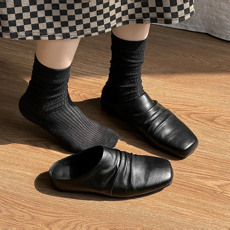 Chi Wolf Rubber Sole Wrap-toe Slippers Unisex Black-6