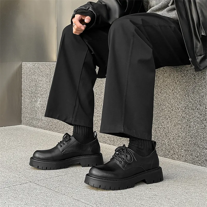 Chi Wolf Derby Shoes Casual Shoes Men's Black-3