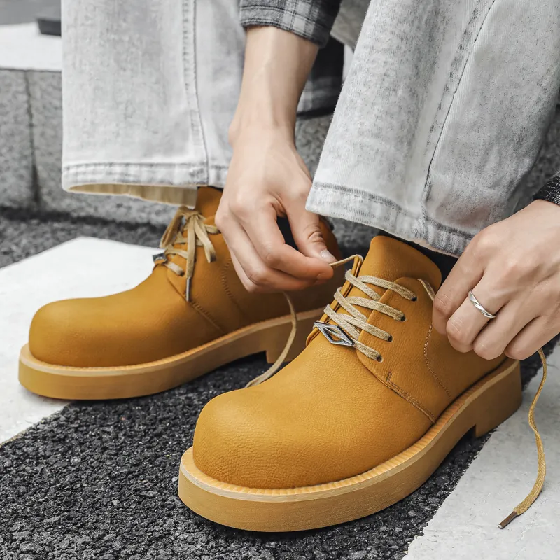 Chi Wolf Height Increasing Low-Top Casual Shoes Unisex Yellow-8