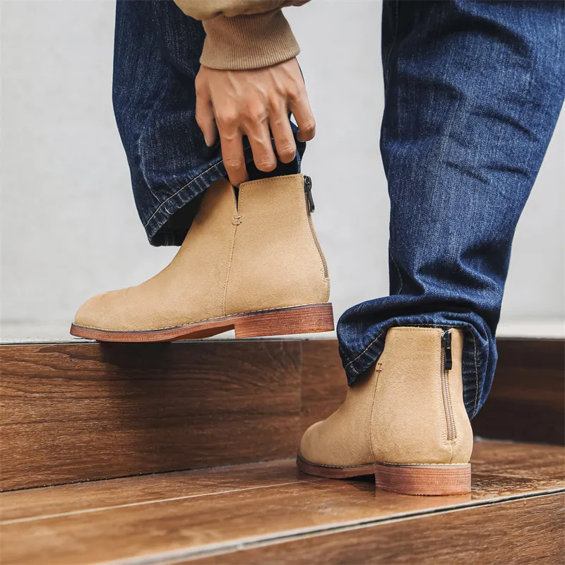 Chi Wolf Ankle Boots Men's Beige-6