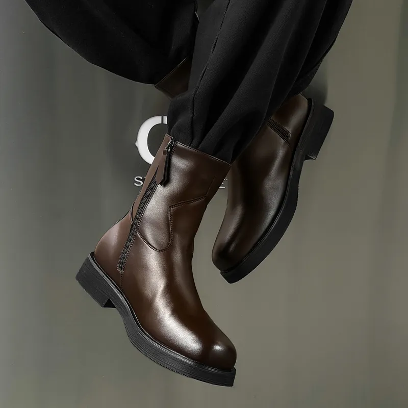 Chi Wolf Ankle Boots Men Black/Brown/Beige-8