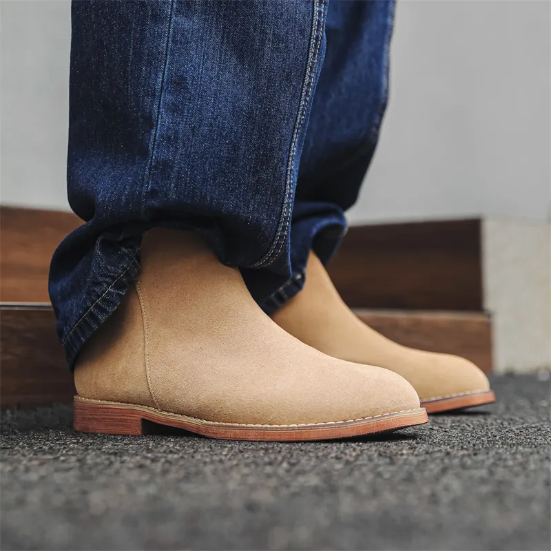 Chi Wolf Ankle Boots Men's Beige-1