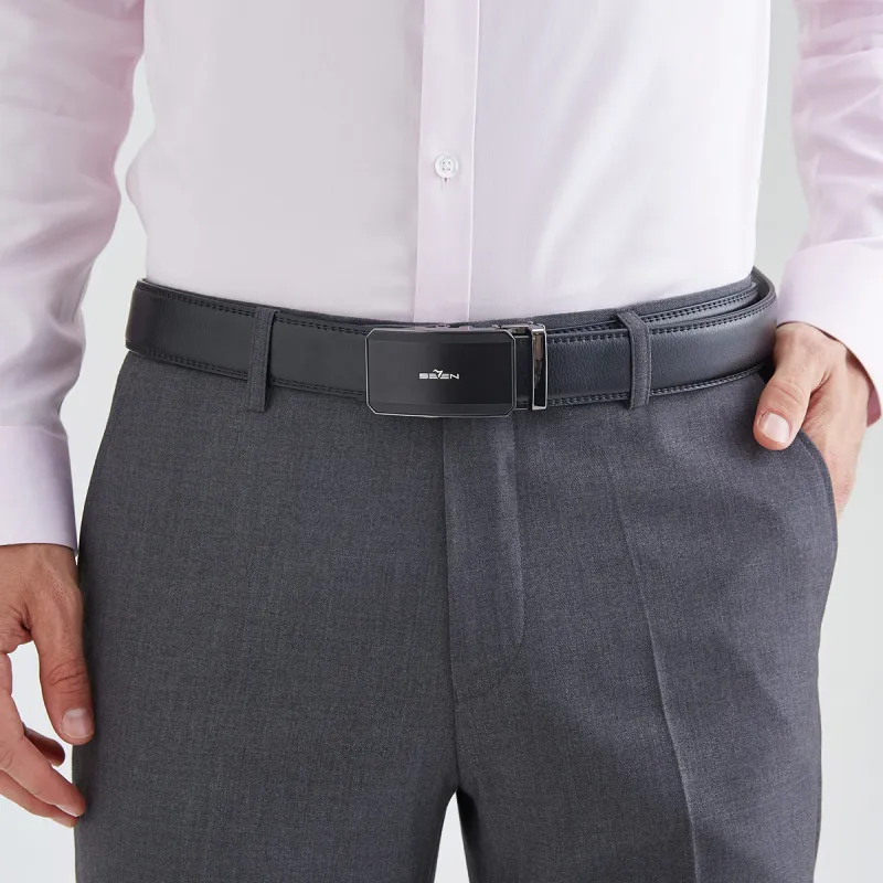 SEVEN Coated Leather Belts Men's 3.5cm-2