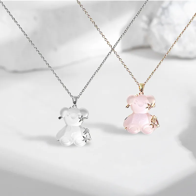 RINGLOVE Glass Cat Eye Necklaces Women's-1