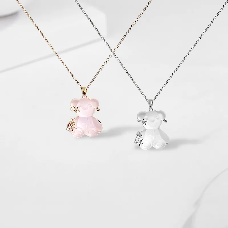 RINGLOVE Glass Cat Eye Necklaces Women's-2