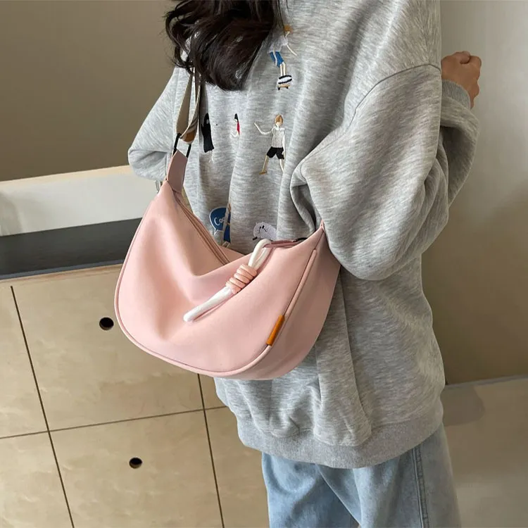 Yalu Nylon Crossbody Bag Women's White & Brown/Pink-7