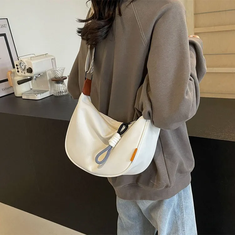 Yalu Nylon Crossbody Bag Women's White & Brown/Pink-4