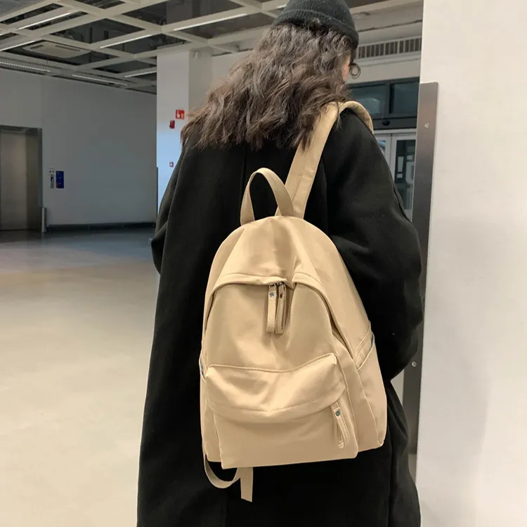 Yalu Cool Silk Cotton Backpack Computer Backpack Regular Unisex Ecru/Khaki/Blue/Black-8