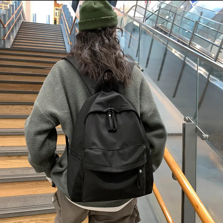 Yalu Cool Silk Cotton Backpack Computer Backpack Regular Unisex Ecru/Khaki/Blue/Black-14