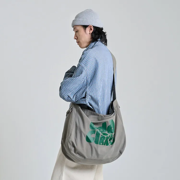 OddCIRKUS Woven Twill Canvas Newsboy Bag Unisex Orange/Gray Green-10