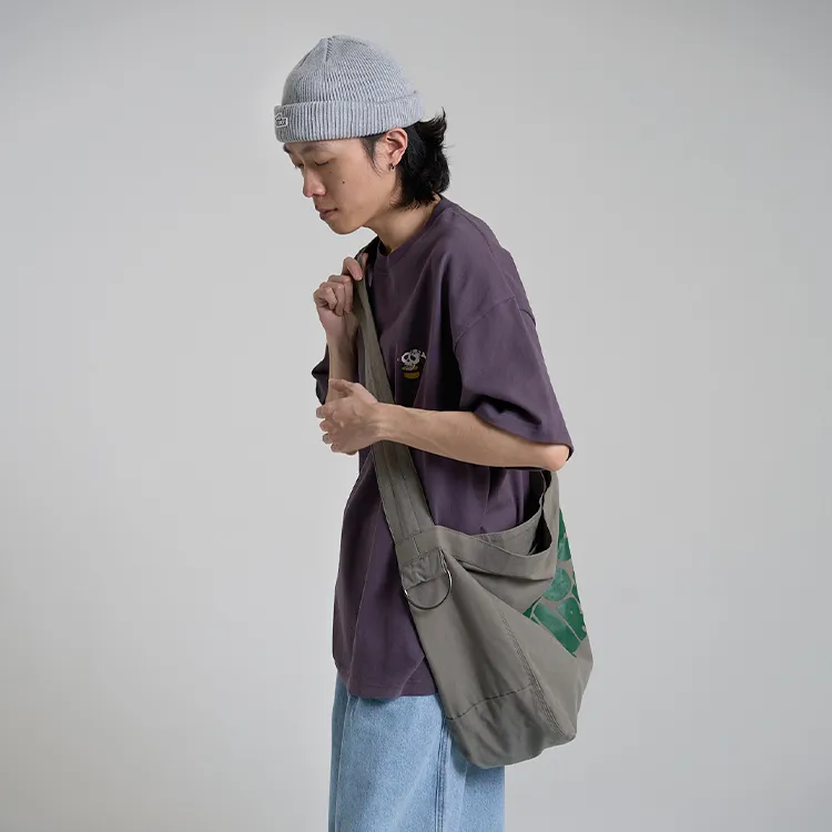 OddCIRKUS Woven Twill Canvas Newsboy Bag Unisex Orange/Gray Green-9