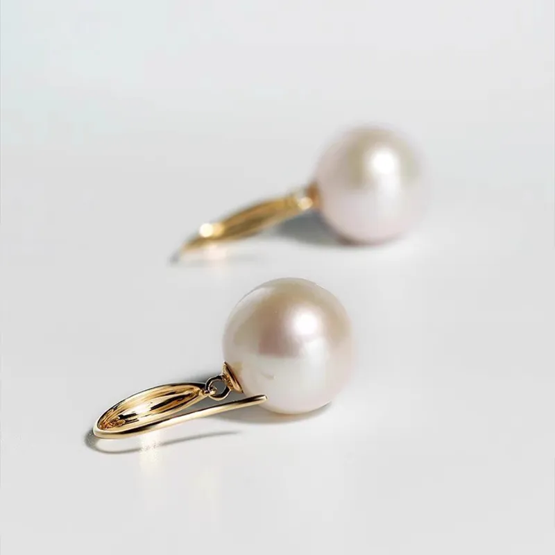 Heidi Freshwater Pearl Hoop Earrings 18K Gold, Perfect Gift Women's-4