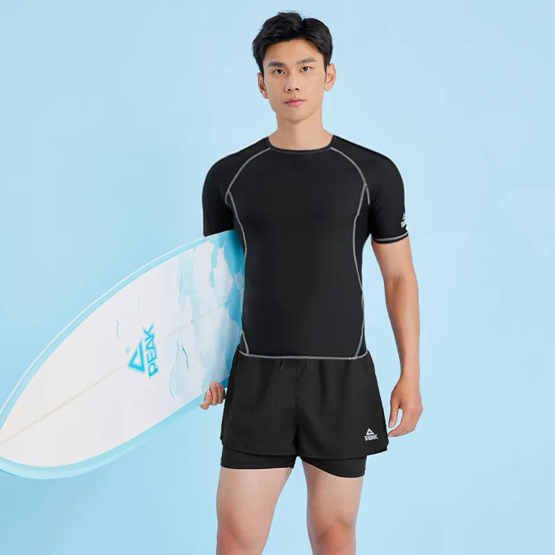 PEAK Swimming Sets Men's Three Piece Set Black-3