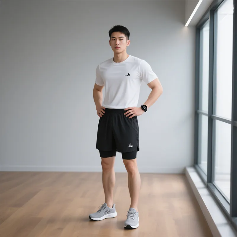 PEAK Casual Sportswear Unisex White Top+Black Shorts-2