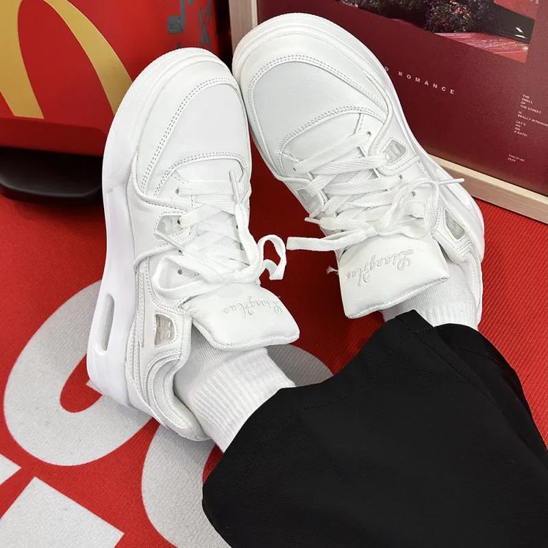 ABCYLM Thermal Slip Resistant Cushioning Impact Resistance Abrasion Resistant Low Top Skateboard Shoes Unisex All White-8