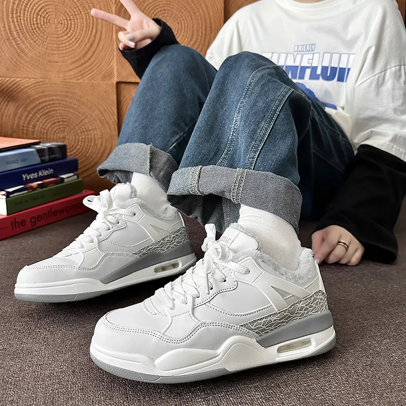 ABCYLM Thermal Slip Resistant Cushioning Impact Resistance Abrasion Resistant Low Top Skateboard Shoes Unisex White-5