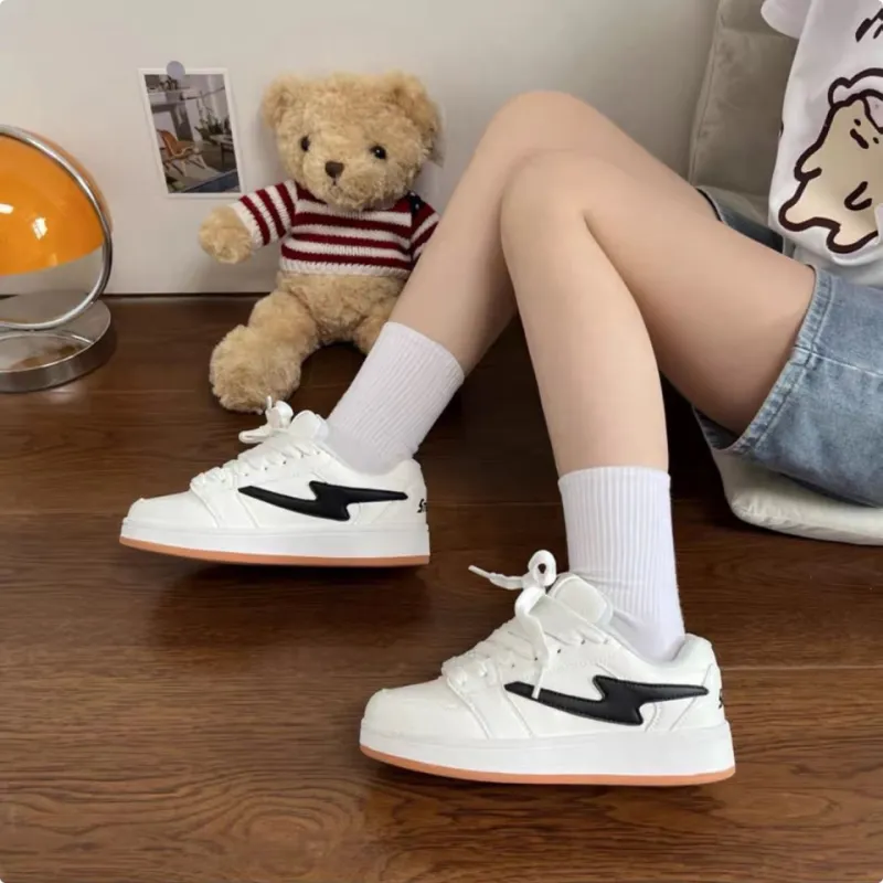 ABCYLM Slip Resistant Cushioning Low Top Skateboard Shoes Unisex White Natural Rubber-1