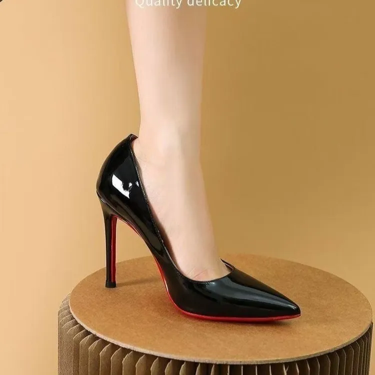 ABCYLM Slim Heel High Heels Unisex Black-6