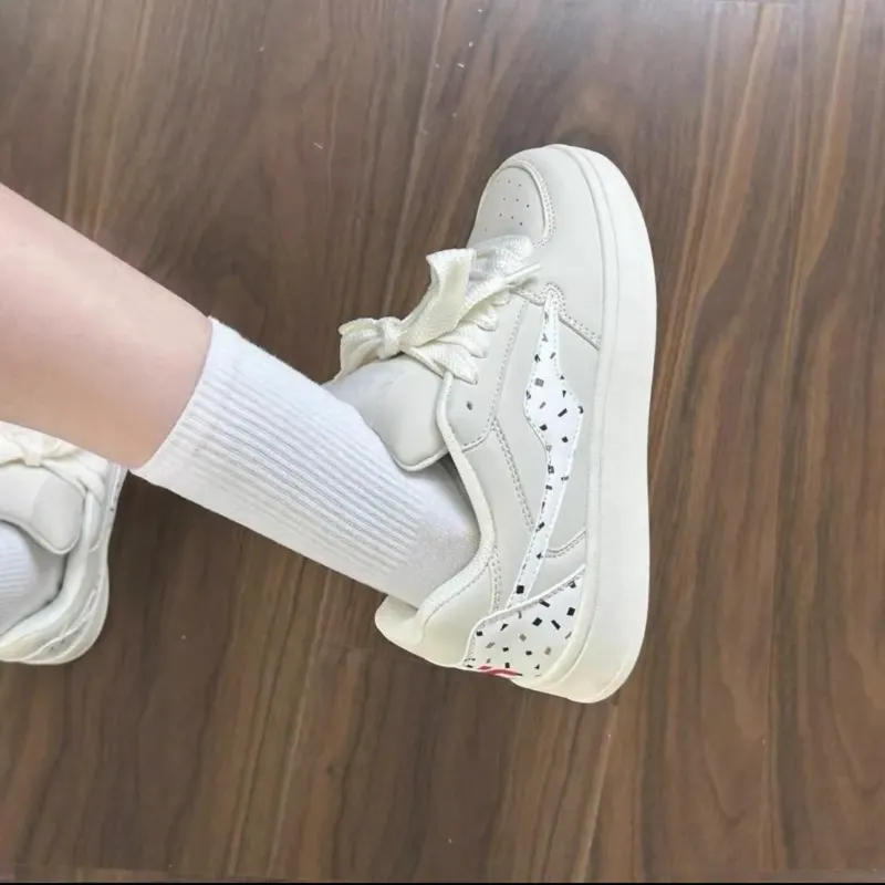 ABCYLM Slip Resistant, Abrasion Resistant, Lightweight, Breathable Low Top Skateboard Shoes Women's Lace Trim White-2