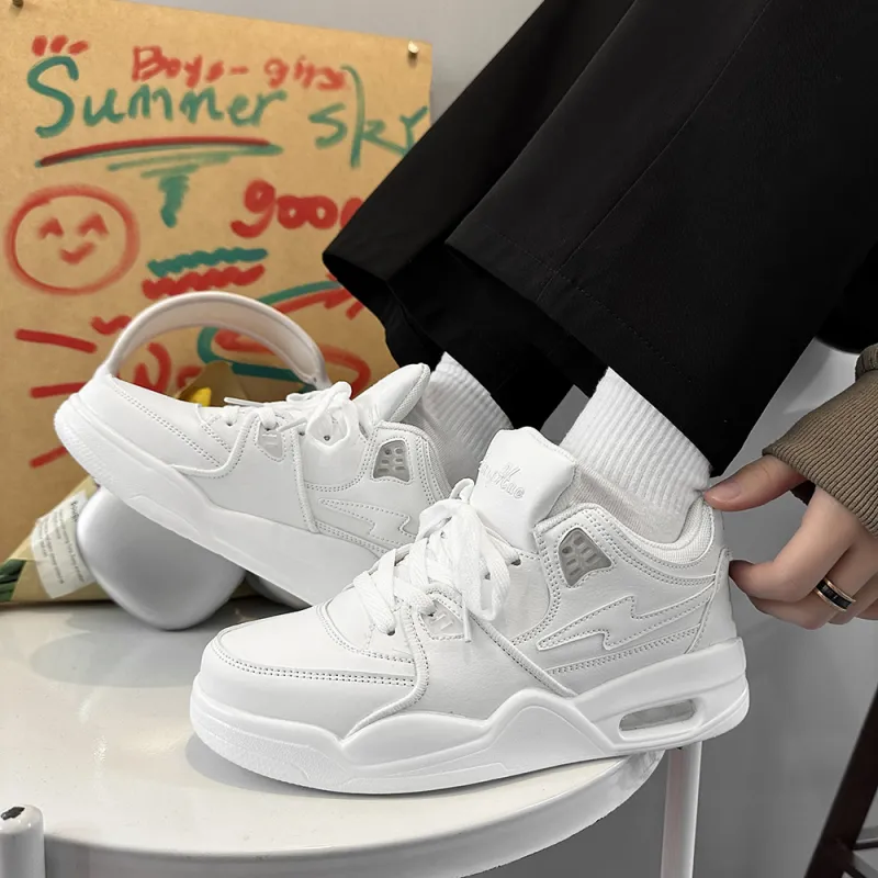 ABCYLM Thermal Slip Resistant Cushioning Impact Resistance Abrasion Resistant Low Top Skateboard Shoes Unisex All White-9