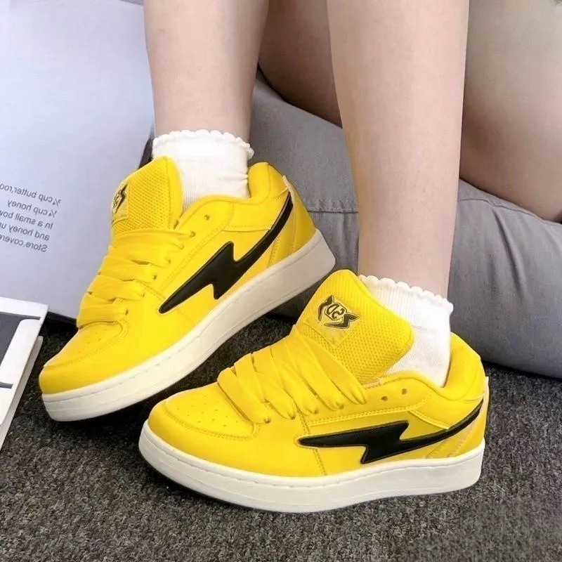 ABCYLM Low Top Skateboard Shoes Women's Electric Mother Yellow-1