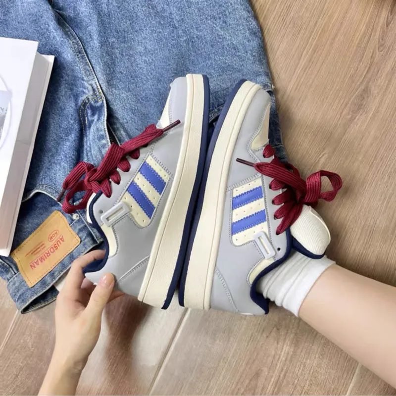 ABCYLM Low Top Skateboard Shoes Women's Beige Blue-1