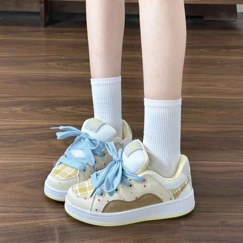 ABCYLM Thermal Coverage Low Top Skateboard Shoes Women's Beige Yellow-2