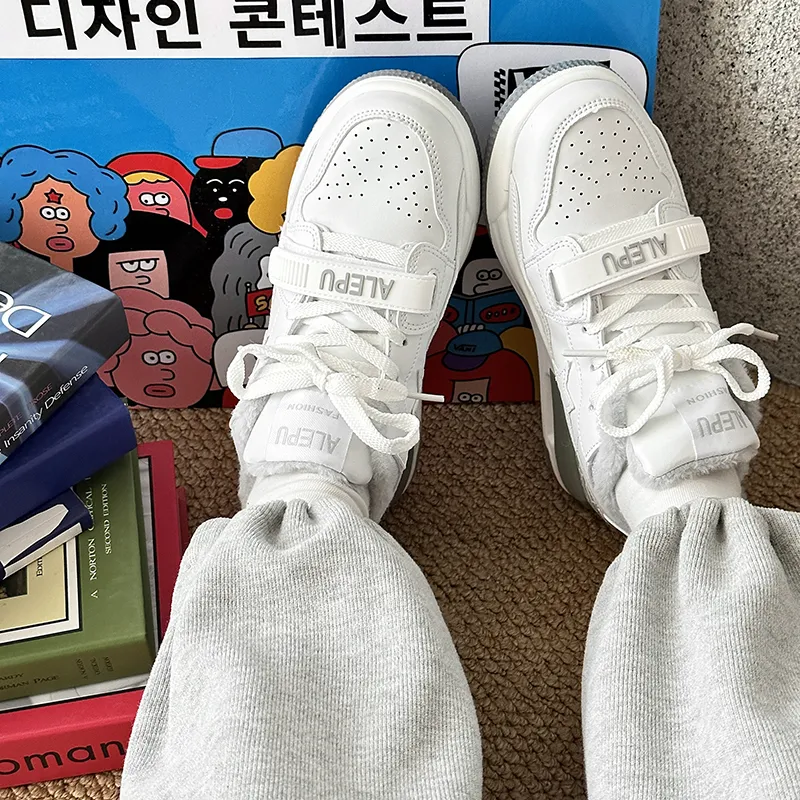 ABCYLM Thermal Slip Resistant Cushioning Impact Resistance Abrasion Resistant Low Top Skateboard Shoes Unisex White-9