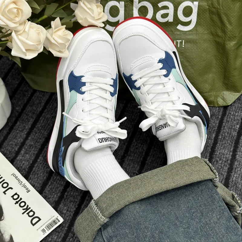ABCYLM Warm Slip Resistant Cushioning Impact Resistance Wear Resistant Low Top Skateboard Shoes Unisex White Blue Red-9