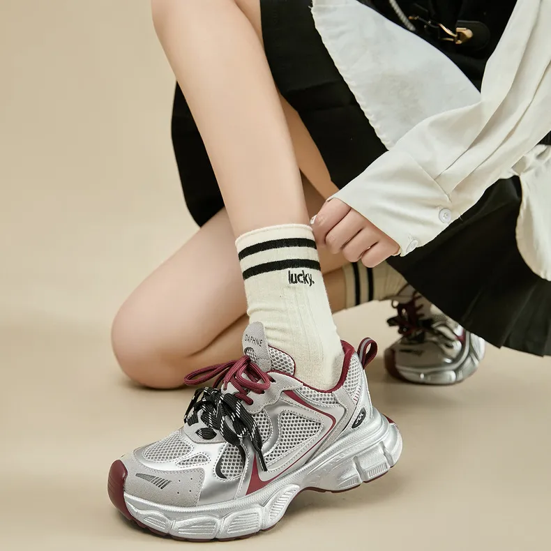 ABCYLM Cushioning Slip Resistant Coverage Low Top Chunky Sneakers Women's-3