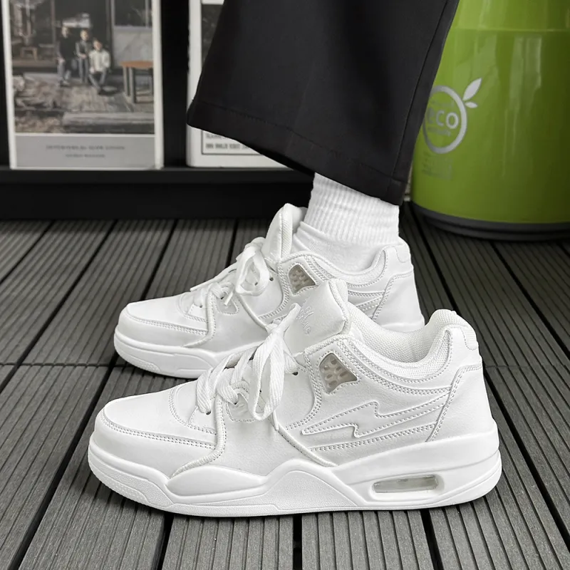 ABCYLM Thermal Slip Resistant Cushioning Impact Resistance Abrasion Resistant Low Top Skateboard Shoes Unisex All White-7