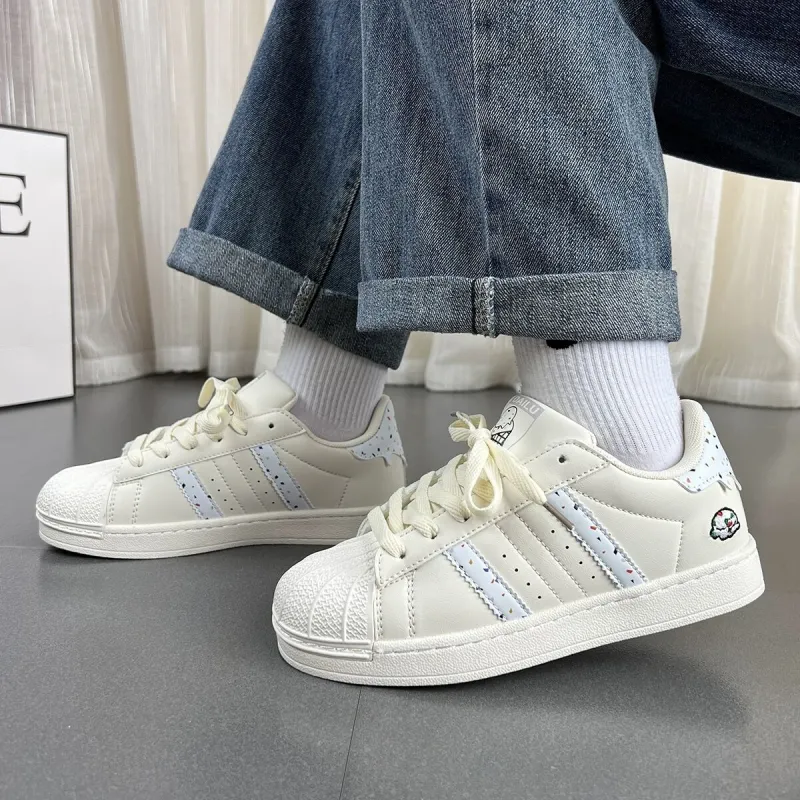 ABCYLM Slip Resistant Cushioning Impact Resistance Abrasion Resistant Low Top Skateboard Shoes Unisex Ecru-4