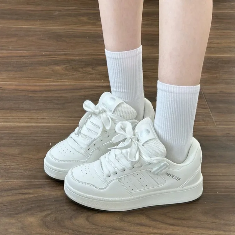 ABCYLM Slip Resistant Cushioning Impact Resistance Abrasion Resistant Low Top Skateboard Shoes Unisex White-3