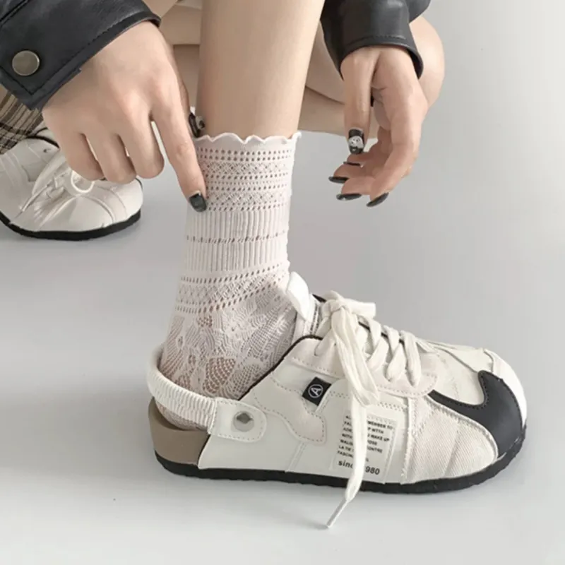 ABCYLM Quiet Abrasion Resistant Slip Resistant Closed Toe Slippers Women's Stylish White And Black-1