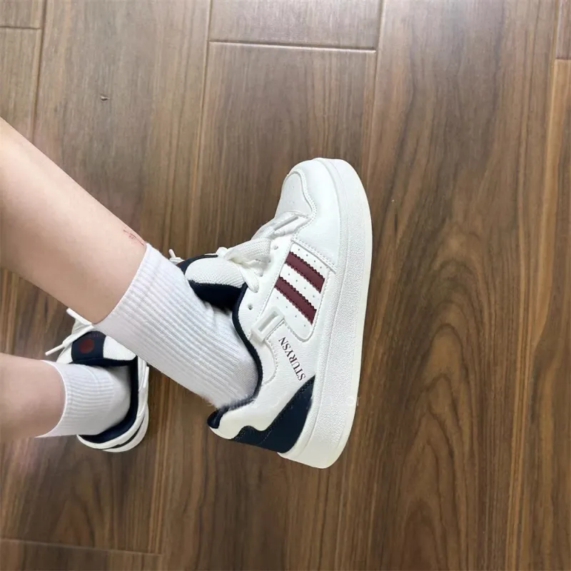 ABCYLM Slip Resistant Cushioning Impact Resistance Abrasion Resistant Low Top Skateboard Shoes Unisex White Blue Red-1