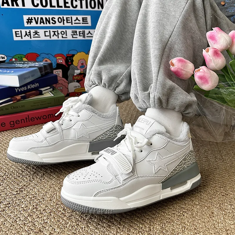 ABCYLM Thermal Slip Resistant Cushioning Impact Resistance Abrasion Resistant Low Top Skateboard Shoes Unisex White-12