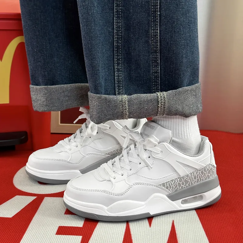 ABCYLM Thermal Slip Resistant Cushioning Impact Resistance Abrasion Resistant Low Top Skateboard Shoes Unisex White-11