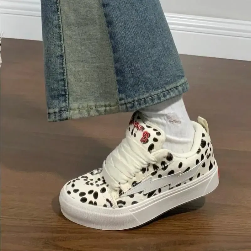ABCYLM Slip Resistant, Abrasion Resistant, Breathable Low Top Skateboard Shoes Women's Leopard Print Black-2