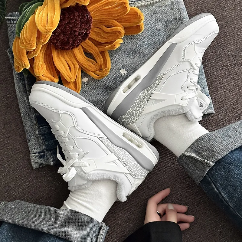 ABCYLM Thermal Slip Resistant Cushioning Impact Resistance Abrasion Resistant Low Top Skateboard Shoes Unisex White-4