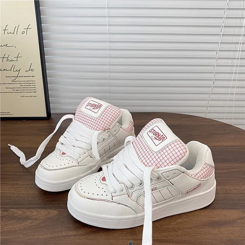ABCYLM Slip Resistant Shock Absorbers Lightweight Low Top Skateboard Shoes Women's White Rainbow-1