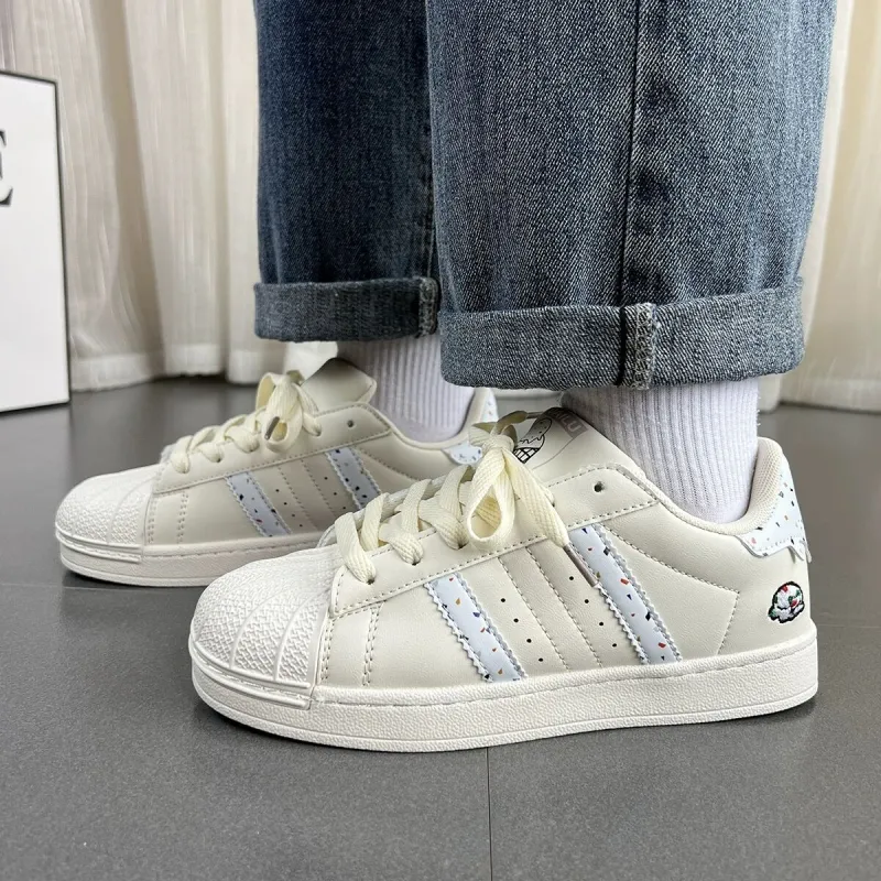ABCYLM Slip Resistant Cushioning Impact Resistance Abrasion Resistant Low Top Skateboard Shoes Unisex Ecru-2